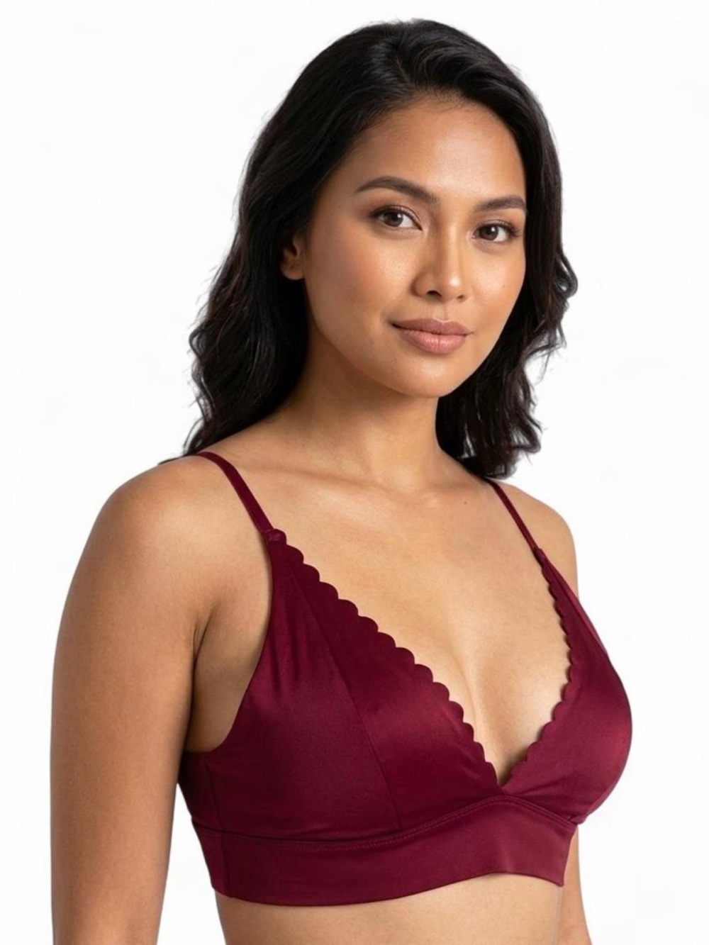 Victoria's Secret Scalloped Wireless Bralette in Burgundy